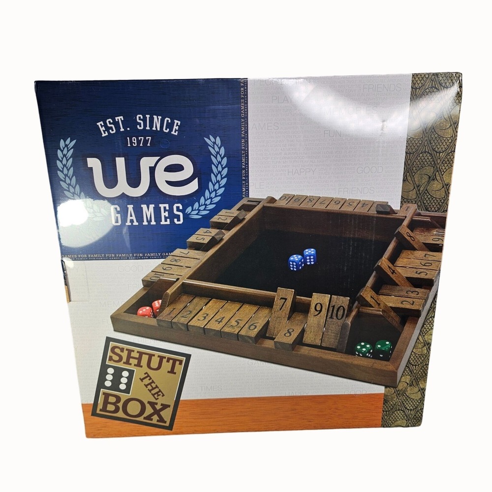 Shut The Box Wooden Board Game With Dice 4 Players Family Party Game Night New